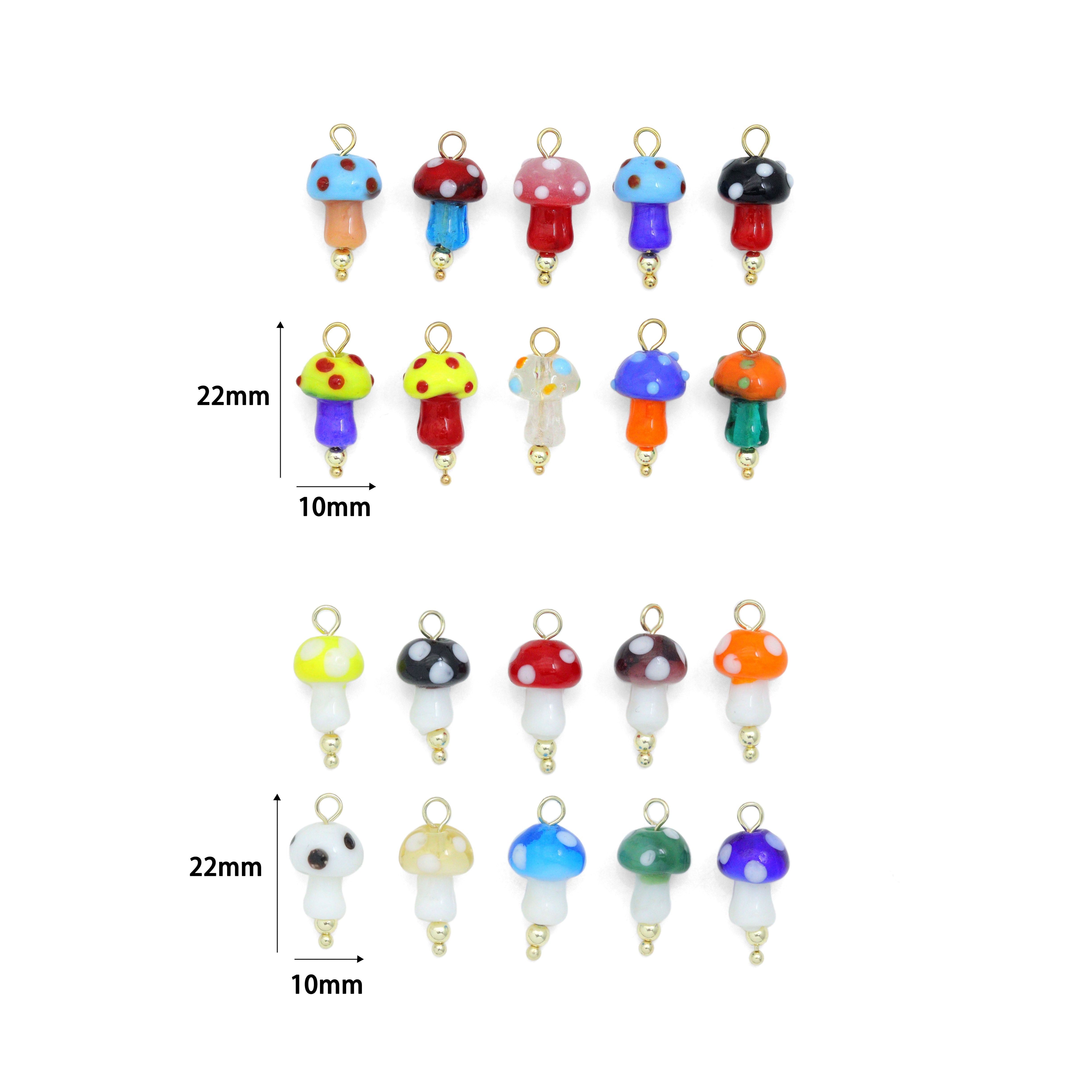 Colorful ceramic mushroom charm for necklace or bracelet jewelry making by Bestbeads&Beyond, detailed and vibrant for craft projects.