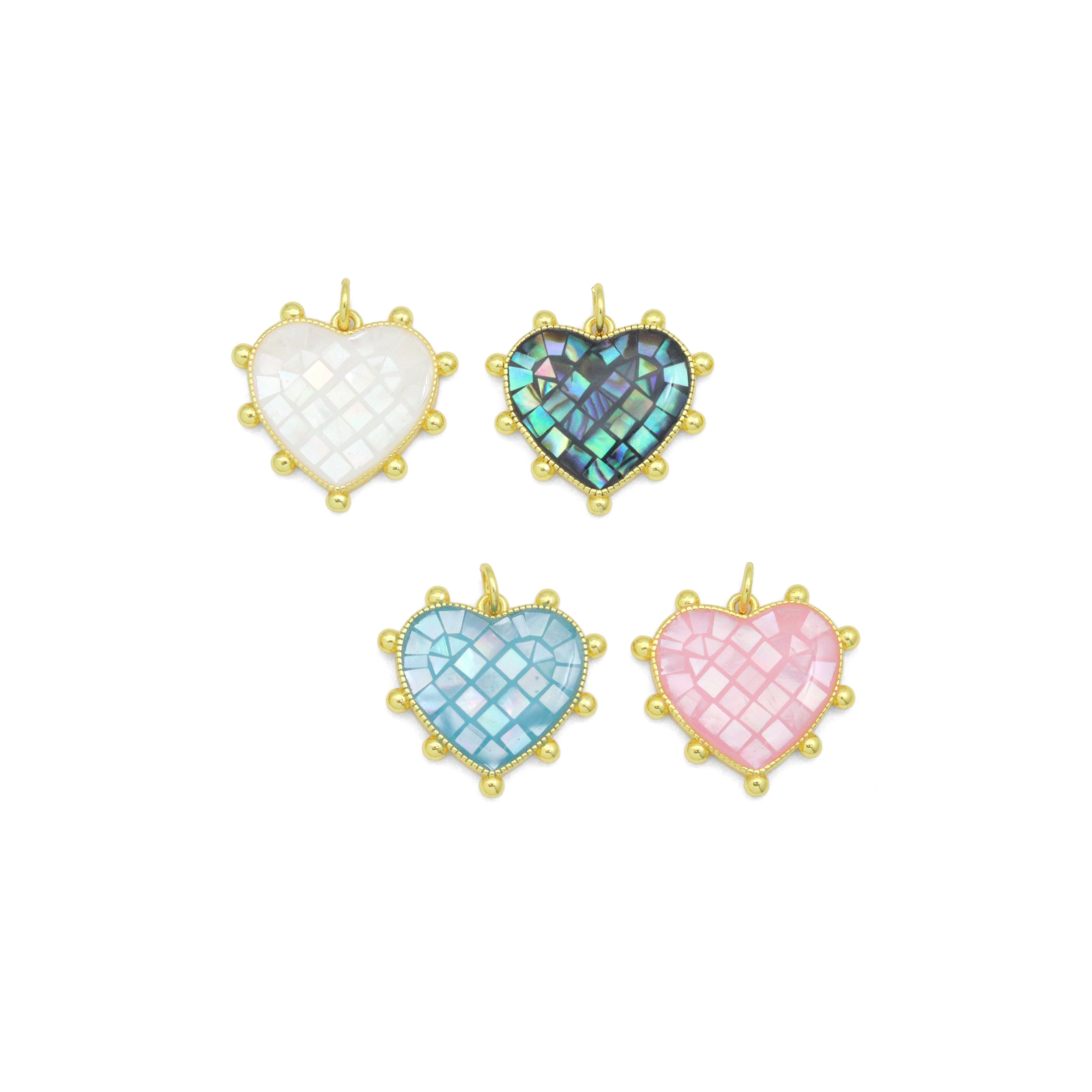 White abalone mother of pearl spike heart charm for necklaces and bracelets, jewelry making supply by Bestbeads & Beyond.