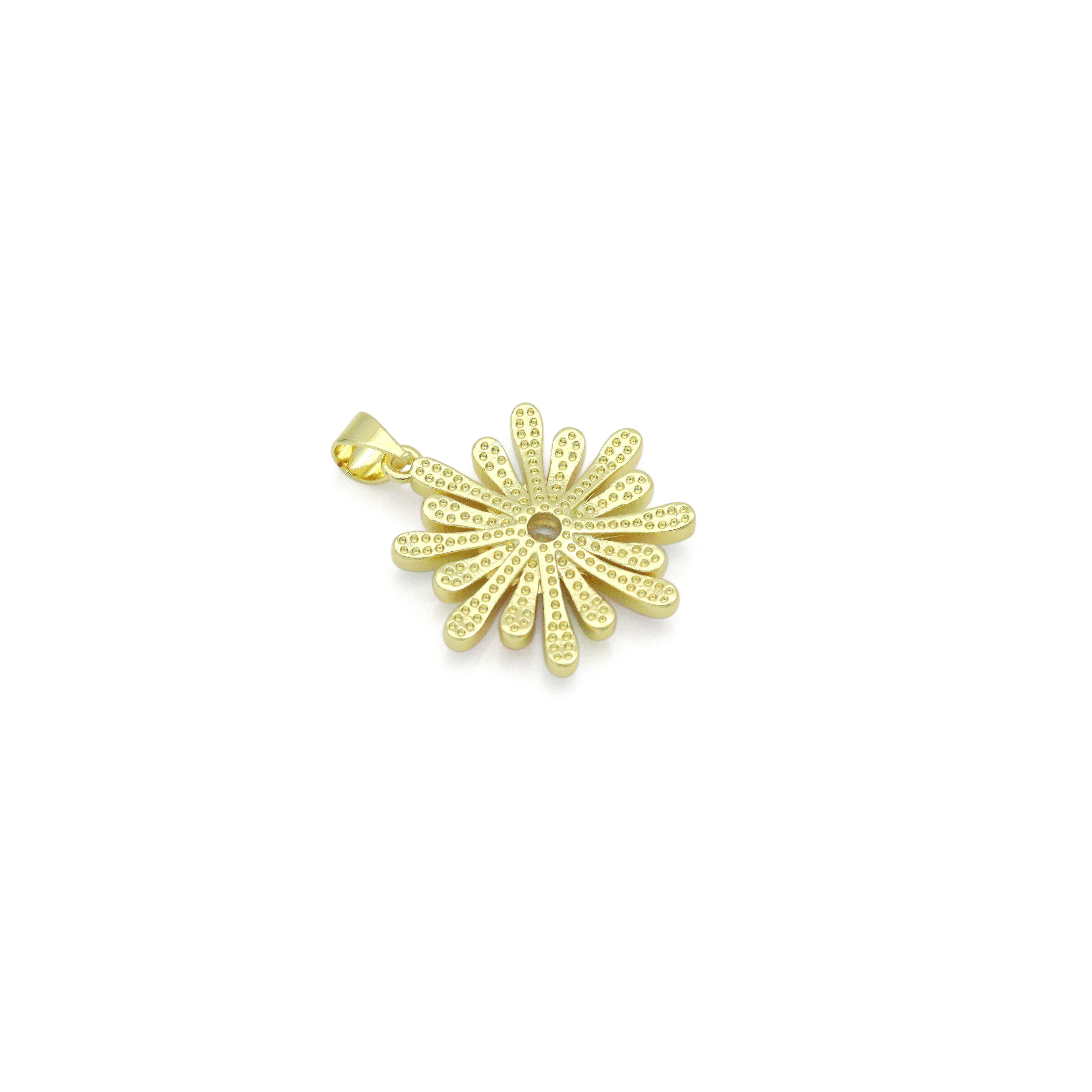 Colorful enamel flower charm for necklaces and bracelets, gold-tone jewelry making supply by Bestbeads&Beyond.