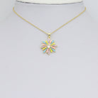 Colorful enamel flower charm for necklace and bracelet jewelry making, by Bestbeads&Beyond, in vibrant gold tones.