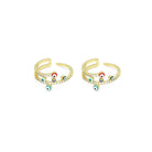 Gold CZ enamel evil eye adjustable cocktail ring by Bestbeads&Beyond, featuring vibrant colors and a bold statement design.