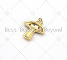 Colorful CZ micropave mushroom-shaped pendant in 18k gold-filled enamel, ideal for necklace or bracelet charms, 16x19mm.