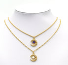 Gold CZ colorful star on crescent moon charm, Bestbeads & Beyond individual pendant with vibrant details and sparkling accents.