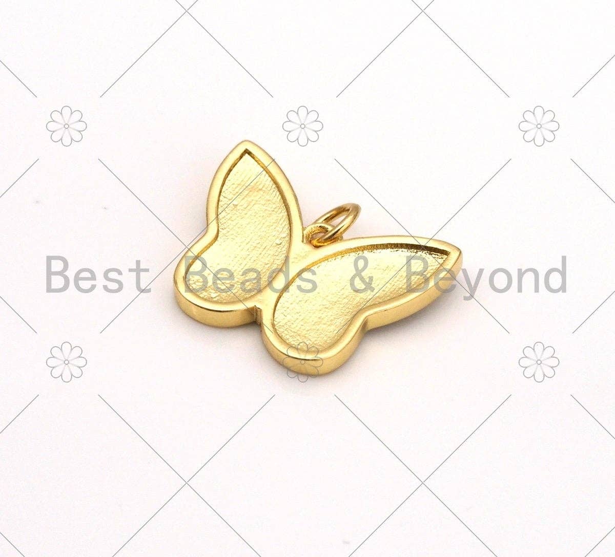 Colorful enamel butterfly pendant charm, 18K gold-filled, 19x15mm, for necklaces or bracelets, by Bestbeads&Beyond.