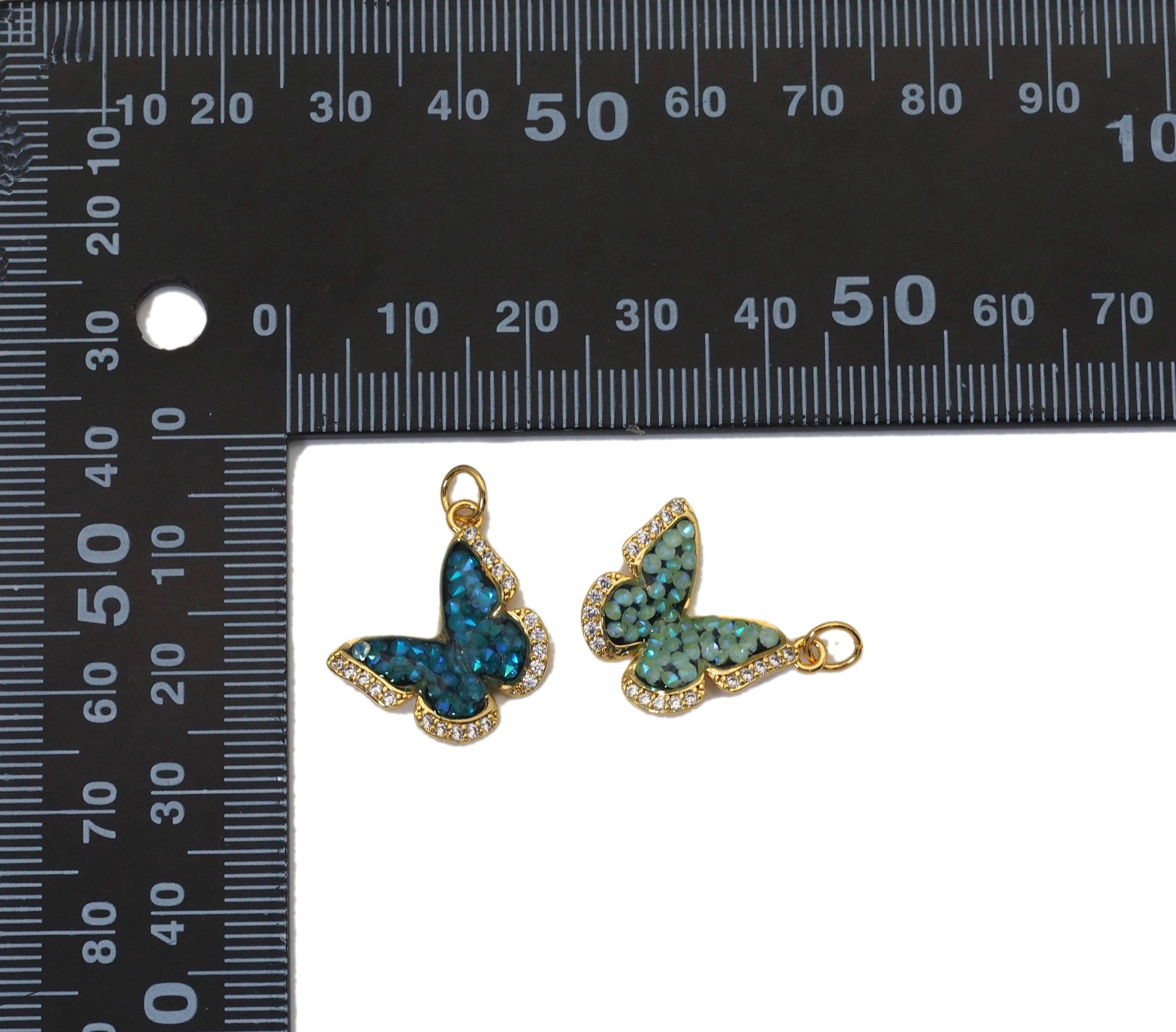 Dark blue Sparkle Micro Pave CZ Butterfly Charm pendant from Bestbeads&Beyond, showcasing intricate micro pave detailing.