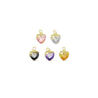 Gold colorful CZ dipped heart charm pendant from Bestbeads & Beyond, featuring vibrant pink CZ accents.