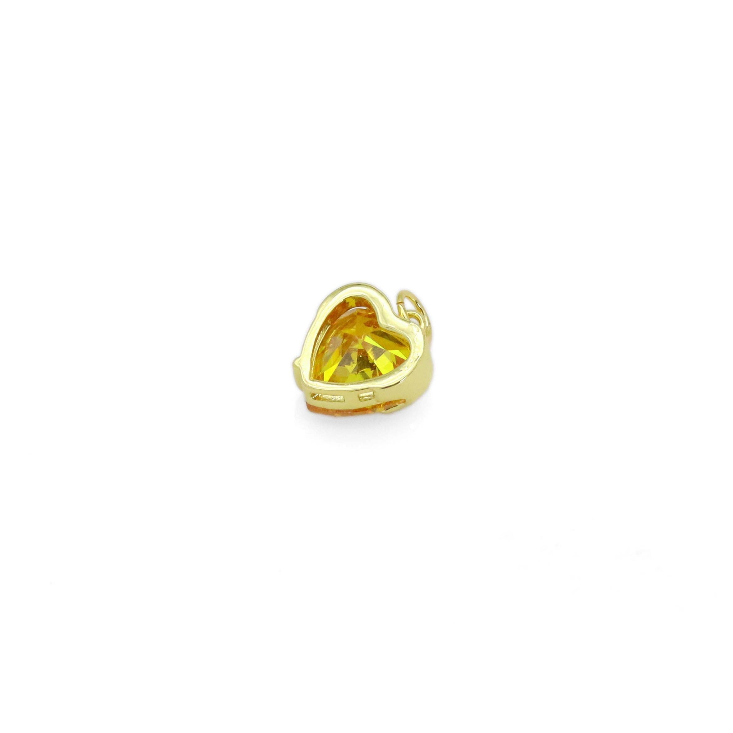 Gold colorful CZ dipped heart charm, individual pendant with pink CZ accents from Bestbeads&Beyond.