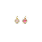 Natural pink hot pink crystal heart charm, individual pendant from Bestbeads&Beyond with sparkling pink gemstone details.