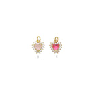 Natural pink hot pink crystal heart charm from Bestbeads&Beyond, featuring a sparkling pink crystal pendant with intricate heart design.