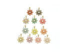 Colorful enamel daisy flower pendant with CZ stone, 18K gold-filled charm for necklace or bracelet, by Bestbeads&Beyond.