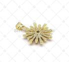 Colorful enamel daisy flower pendant with large CZ, 18K gold-filled charm for necklace or bracelet, from Bestbeads&Beyond.