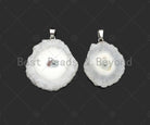 Natural druzy agate pendant in irregular white shape, 40mm, for necklaces, by Bestbeads&Beyond, SKU YK16.