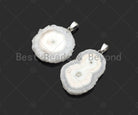 High-quality natural Druzy Agate pendant, irregular shape, white gemstone, 40mm, for necklace jewelry by Bestbeads&Beyond.