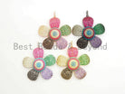 Large 58mm multi-color CZ micro pave plum flower pendant in gold, silver, rose gold, and gunmetal with cubic zirconia stones.
