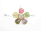 58mm multi-color CZ micro pave plum flower pendant in gold, silver, rose gold, and gunmetal from Bestbeads&Beyond.