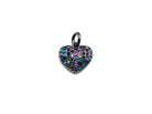 Gold, rose gold, silver, or gunmetal plated mini heart pendant with colorful CZ micro pave, 10mm size, from Bestbeads&Beyond.