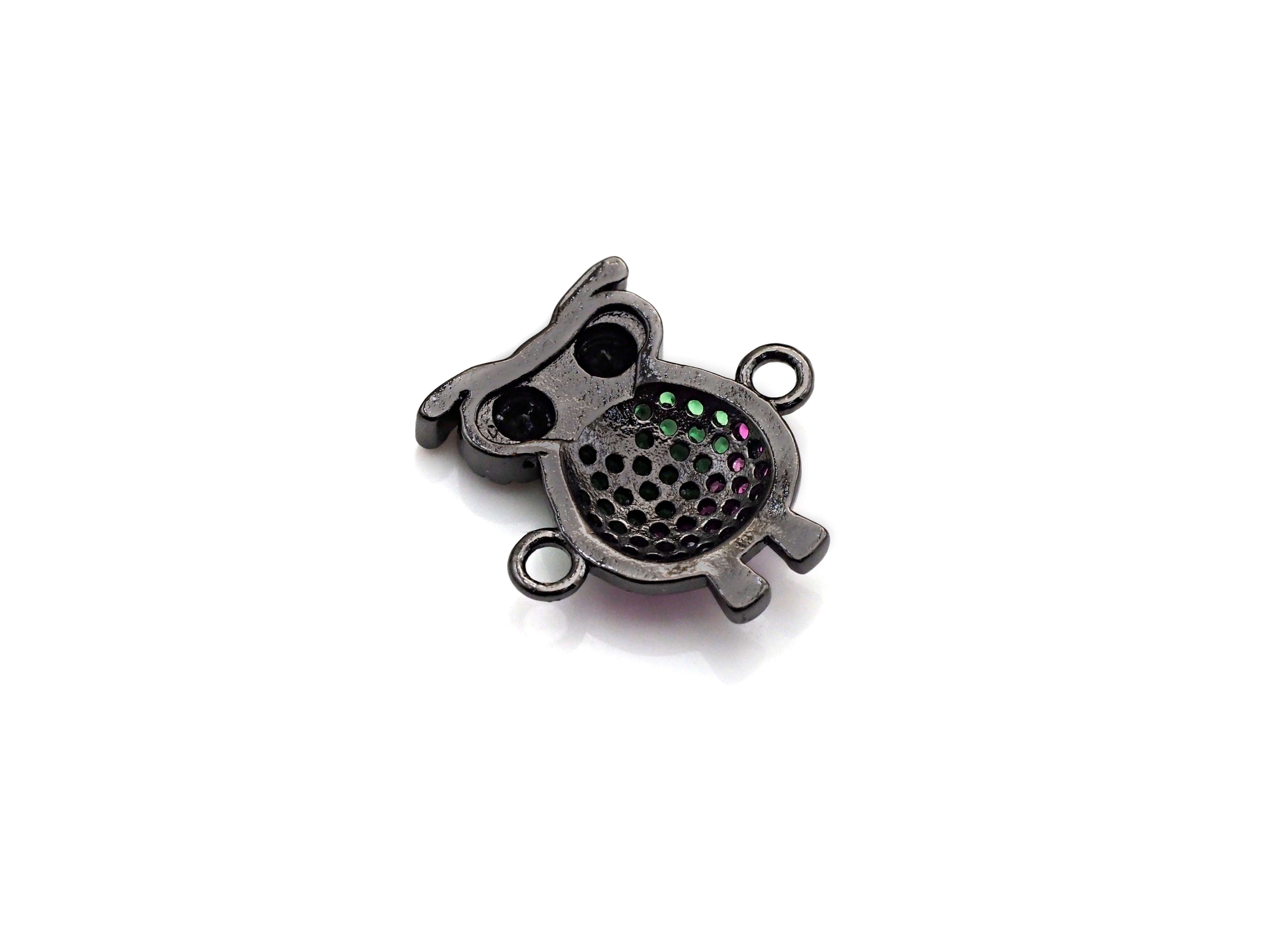 Clorful CZ micro pave owe connector charm by Bestbeads&Beyond in gold, rose gold, silver, or gunmetal plating, showcasing detailed craftsmanship.