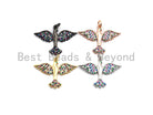 Colorful CZ micro pave bird pendant in gold, rose gold, silver, or gunmetal plating, 29x21mm, from Bestbeads&Beyond.