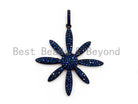 CZ Micro Pave Cobalt, Fuchsia, Green, Black Flower Pendant, Gumental plated, 35x37mm, Bestbeads&Beyond charm focal pendant.