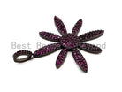 CZ Micro Pave flower pendant in cobalt, fuchsia, green, and black with Gumental plating, 35x37mm, showcasing intricate design.