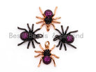 Fuchsia CZ Micro Pave Spider Charm Pendant in gold, rose gold, silver, or black with cubic zirconia, 17x19x5mm.