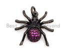 Fuchsia CZ Micro Pave Spider Charm Pendant in gold, rose gold, silver, or black, featuring cubic zirconia and insect design.