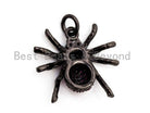 Fuchsia CZ Micro Pave Spider Charm Pendant in gold, rose gold, silver, or black, featuring cubic zirconia and insect-inspired design.