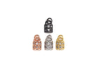 Black CZ Micro Pave Lock Pendant charm with clear cubic zirconia, silver-plated, 7x10mm, ideal for jewelry making and accessories.