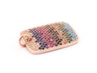 Cubic zirconia pendant by Bestbeads&Beyond, 28x17mm rectangular charm with micro pave mixed color CZ stones.