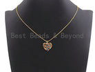 Colorful baguette CZ cluster heart pendant in gold finish, 21x19mm, ideal for bracelet or necklace, from Bestbeads&Beyond.