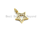 Colorful micro pave five-point star pendant in gold plating, 14x15mm, with sparkling CZ stones, from Bestbeads&Beyond.