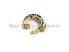 Gold plated CZ colorful micro pave moon and star pendant, 12x14mm, moon star-shaped charm for jewelry making.