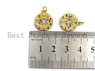 Colorful micro pave round gold evil eye pendant, coin-shaped charm, 15x17mm, gold-plated, from Bestbeads & Beyond.