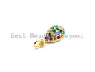 Colorful micro pave teardrop pendant in gold plating, 7x13mm, featuring sparkling CZ stones, from Bestbeads&Beyond.