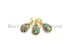 Colorful micro pave teardrop pendant in gold plating, 7x13mm, featuring vibrant CZ stones, from Bestbeads&Beyond.