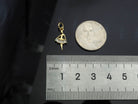CZ Micro Pave Ballet Dancer Shape Pendant, 18K gold, dainty dancing girl charm for necklace or bracelet, 8x16mm.