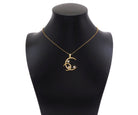 Gold CZ micro pave double crescent moon with star charm pendant, 26x28mm, suitable for necklace or bracelet from Bestbeads&Beyond.