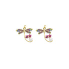 Enamel dragonfly charm with pearl star pendant, Bestbeads & Beyond, jewelry accessory, detailed colorful design, SKU Y807
