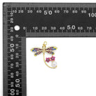 Enamel dragonfly pendant with pearl star charm, individual charm for jewelry making by Bestbeads&Beyond.