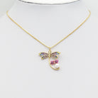 Enamel dragonfly charm with pearl star pendant, handmade jewelry accessory by Bestbeads&Beyond.