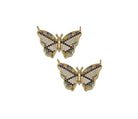 Gold colorful CZ butterfly charm pendant with intricate design, ideal for jewelry making by Bestbeads&Beyond.