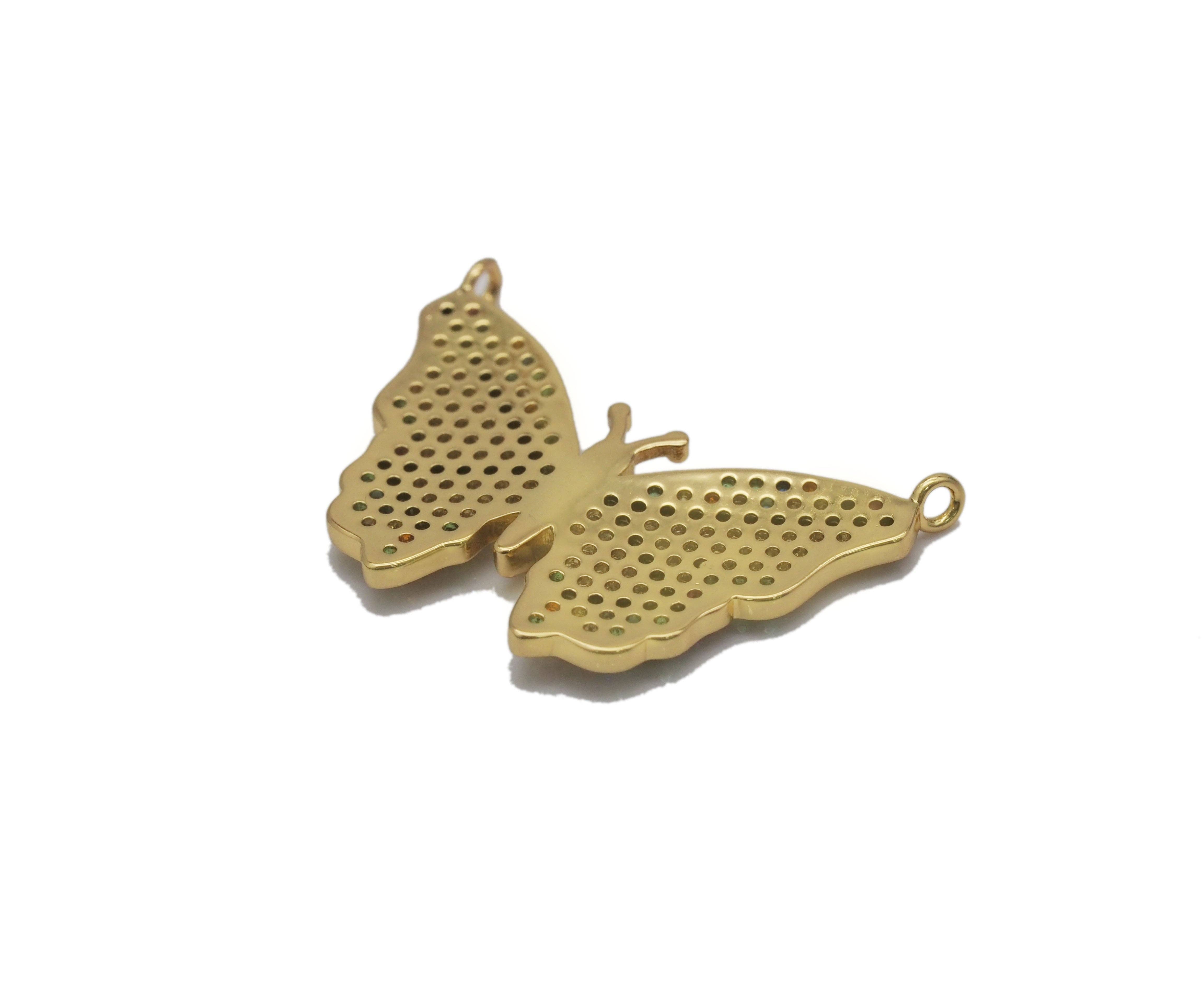 Gold colorful CZ butterfly charm, individual pendant with vibrant stones, from Bestbeads&Beyond SKU Y726.