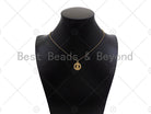 Gold filled Virgin Mary pendant with CZ micro pave on garland shape, 15x18mm, ideal for necklace or bracelet jewelry.