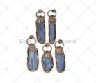 Blue Kyanite with sunflower pendant, individual charm from Bestbeads&Beyond, featuring vibrant blue stone and sunflower design.