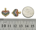 Rainbow CZ gold heart charm pendant by Bestbeads & Beyond, featuring a colorful cubic zirconia heart design.