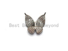 Colorful CZ micro pave butterfly pendant for necklace, gold, rose gold, silver, or gunmetal plated, 19x20mm, Bestbeads & Beyond.