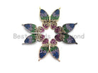 Colorful CZ micro pave butterfly pendant for necklace, gold, rose gold, silver, or gunmetal plated, 19x20mm charm.