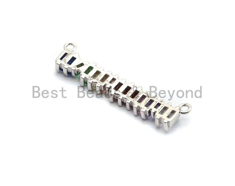 Colorful CZ Micro Pave Long Bar Pendant for Necklace, gold-tone with vibrant beads and micro pave details, 6x35mm.