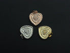 Gold CZ Micro Pave Heart-Shaped Pendant charm, 15x22mm, featuring cubic zirconia in a circled heart design, by Bestbeads&Beyond.