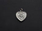 Gold CZ micro pave circled heart-shaped pendant charm, 15x22mm, Bestbeads&Beyond, featuring cubic zirconia details.